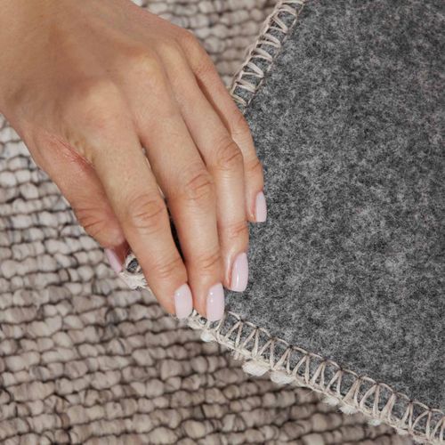 Tapis Salon 200 X 290 Cm, Beige Et Gris, Motif Faux Uni, Texture Poils Ras, Design Épuré, Roccco