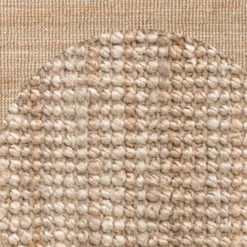 Tapis Rond 200 X 200-cm, Jute Naturelle Tissé à La Main, Forme Rond, Uni Beige, Jute J