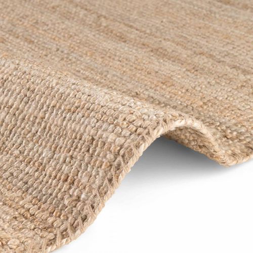 Tapis Rond 200 X 200-cm, Jute Naturelle Tissé à La Main, Forme Rond, Uni Beige, Jute J