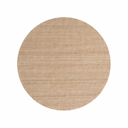Tapis Rond 200 X 200-cm, Jute Naturelle Tissé à La Main, Forme Rond, Uni Beige, Jute J