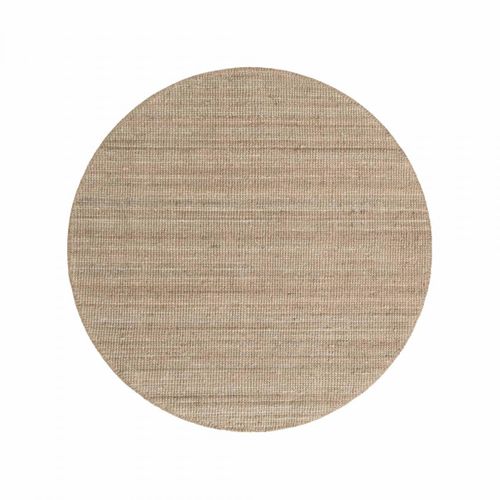 Tapis Rond 200 X 200-cm, Forme Ronde, Jute Authentique, Motif Uni, Structure Relief
