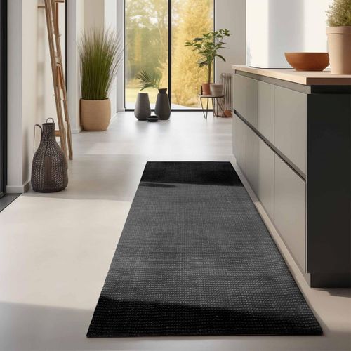 Tapis Salon 160 X 230 Cm Noir, Jute Noble Tissé à La Main, Motif Uni, Look Authentique