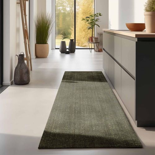 Tapis Salon 160 X 230 Cm, Uni Vert, Jute Tissé à La Main, Jute J Authentique Et Chaleureux