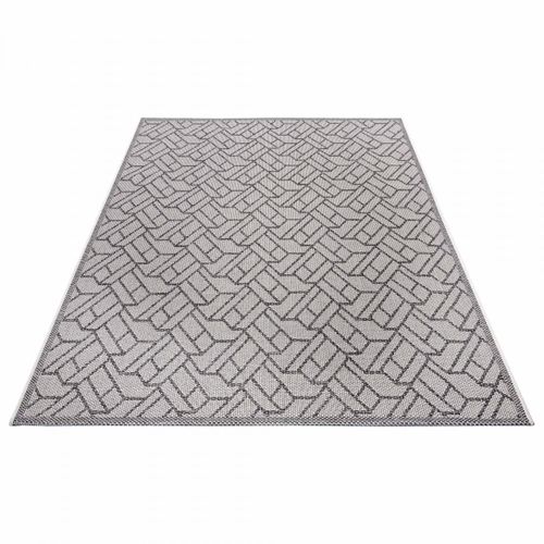 Tapis Exterieur 76 X 150 Cm Beige, Gris, Motif Géométrique Kilim Erus, Design Authentique Et Durable