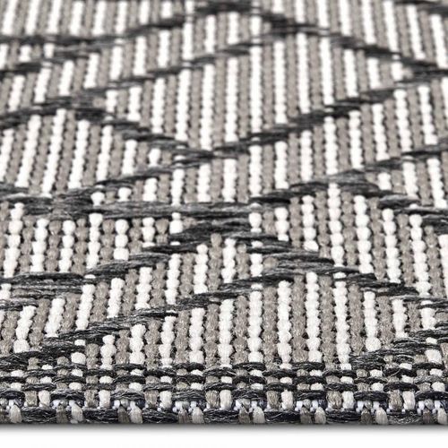 Tapis Exterieur 76 X 150 Cm Beige, Gris, Motif Géométrique Kilim Erus, Design Authentique Et Durable