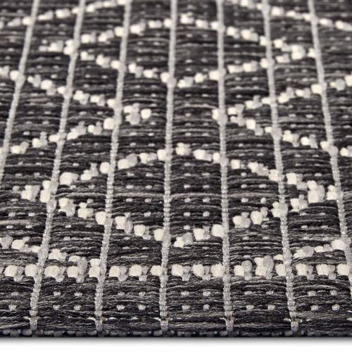 Tapis Exterieur 115 X 170 Cm, Gris, Beige, Motif Géométrique Kilim Authentique, Tissé Robuste, Lahal