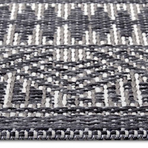 Tapis Exterieur 63 X 120 Cm, Beige, Gris, Motif Ethnique Kilim, Originalité Authentique, Loto