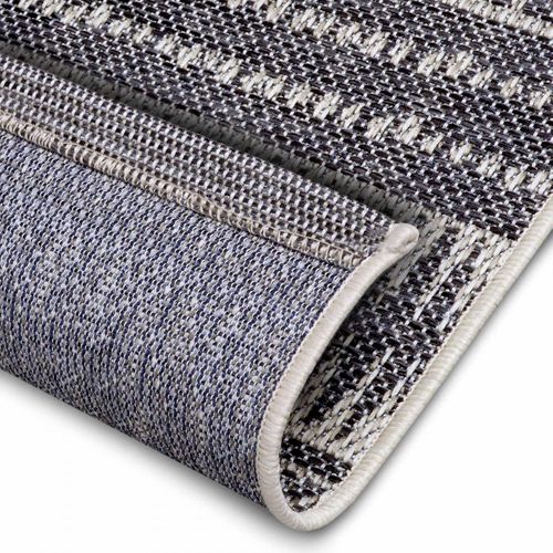 Tapis Exterieur 76 X 150 Cm Beige Gris Ethnique Kilim, Loto, Idéal Terrasse, Entretien Facile