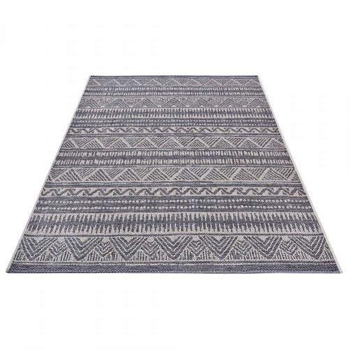 Tapis Exterieur 155 X 235 Cm, Beige Et Gris, Motif Ethnique Kilim Authentique, Loto, Idéal Terrasse