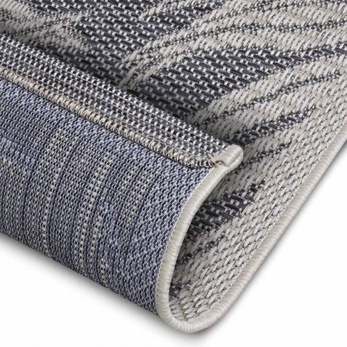 Tapis Exterieur 63 X 120 Cm Gris, Beige, Kilim Nature Floral, Tissage Plat Authentique, Paru