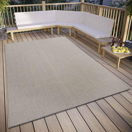 Tapis Exterieur 190 X 290 Cm Beige, Marron Géométrique Kilim, Idéal Terrasse, Pure