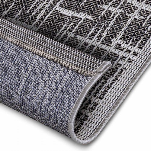 Tapis Exterieur 63 X 120 Cm, Marron, Beige, Kilim Géométrique, Tissage Plat Authentique, Telu