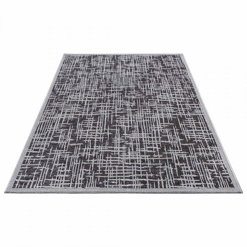 Tapis Exterieur 115 X 170 Cm Marron Et Beige, Kilim Géométrique Authentique, Telu