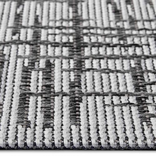 Tapis Exterieur 155 X 235 Cm, Géométrique, Gris Et Blanc, Kilim Authentique, Telu, Idéal Extérieur