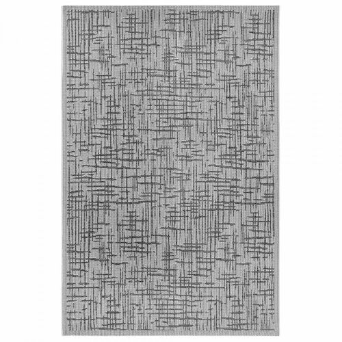 Tapis Exterieur 190 X 290 Cm Géométrique Kilim, Gris Et Blanc, Telu, Originalité Et Entretien Facile