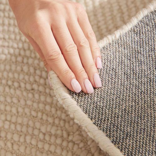 Tapis Chambre 120 X 180 Cm, Ecru, Laine Tissée à La Main, Motif Rond Authentique, Design Chaleureux