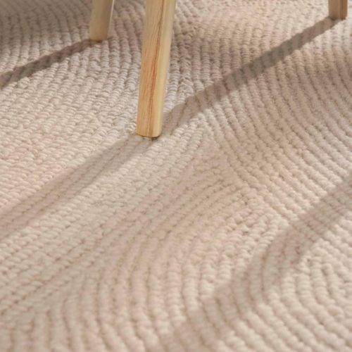 Tapis Chambre 120 X 180 Cm, Ecru, Laine Tissée à La Main, Motif Rond Authentique, Design Chaleureux