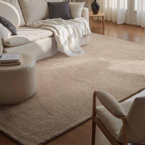 Tapis Chambre 80 X 150 Cm, Beige, Laine Tissée à Main, Motif Géométrique, Eleni, Chaleur Authentique