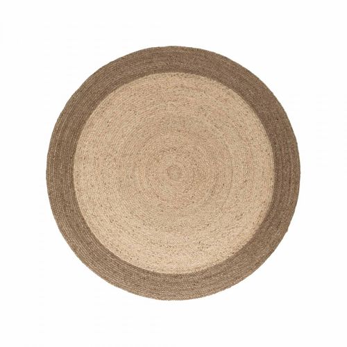 Tapis Rond 100 X 100-cm, Beige, Marron, Forme Ronde Chaleureuse, Jute Tissé à La Main, Jute K