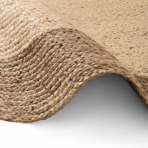 Tapis Rond 120 X 120-cm, Beige Et Marron, Forme Ronde Tissée, Jute Tissé à La Main, Jute K