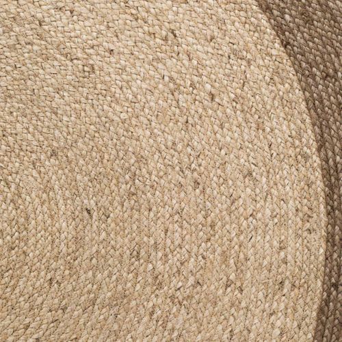 Tapis Rond 240 X 240-cm, Beige, Marron, Forme Ronde Authentique, Jute Tissé Main, Motif Simple