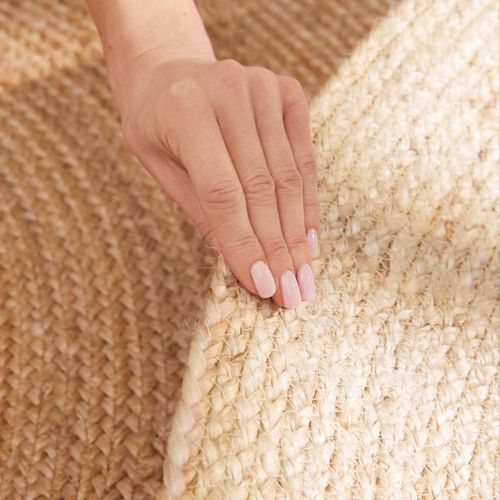 Tapis Rond 120 X 120-cm, Beige, Marron, Forme Ronde, Jute Noble Tissé Main, Jute K