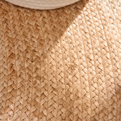 Tapis Rond 160 X 160-cm, Beige, Marron, Forme Ronde Chaleureuse, Jute Noble Tissé Main
