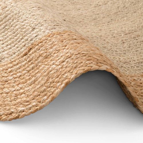 Tapis Rond 240 X 240-cm, Beige, Marron, Forme Ronde Authentique, Composition Jute Noble, Jute K