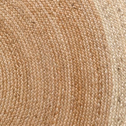 Tapis Rond 100 X 100-cm, Beige, Écru, Forme Rond Authentique, Jute Tissé Main, Jute K