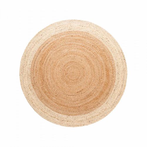 Tapis Rond 100 X 100-cm, Beige, Écru, Forme Rond Authentique, Jute Tissé Main, Jute K