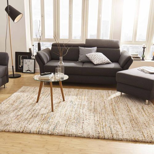 Tapis Shaggy 80 X 150 Cm, Beige, Bleu, Jaune, Motif Faux Uni, Texture Shaggy Moelleuse, Chicam