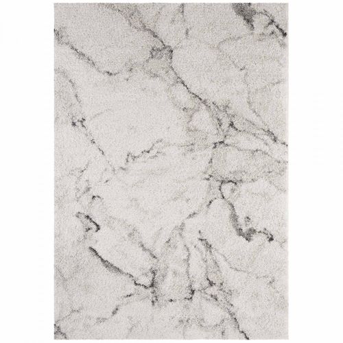 Tapis Shaggy 80 X 150 Cm, Blanc Et Gris, Motif Abstrait, Texture Moelleuse, Mayrin Chaleureux