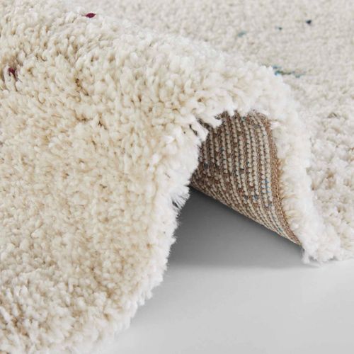 Tapis Berbère 80 X 150 Cm, Beige, Bleu, Rouge, Motif Simple, Shaggy Confortable, Teo