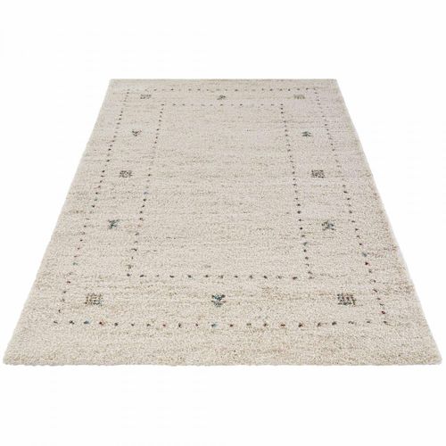 Tapis Berbère 80 X 150 Cm, Beige, Bleu, Rouge, Motif Simple, Shaggy Confortable, Teo
