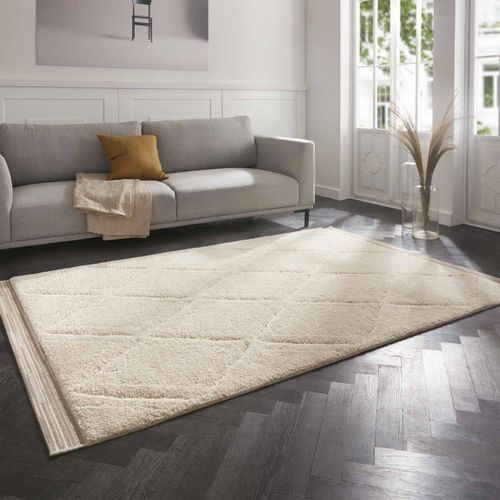 Tapis Berbère 80 X 150 Cm, Beige, Blanc, Motif Géométrique, Colin, Confort Intérieur Authentique