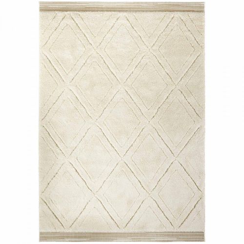 Tapis Berbère 80 X 150 Cm, Beige, Blanc, Motif Géométrique, Colin, Confort Intérieur Authentique