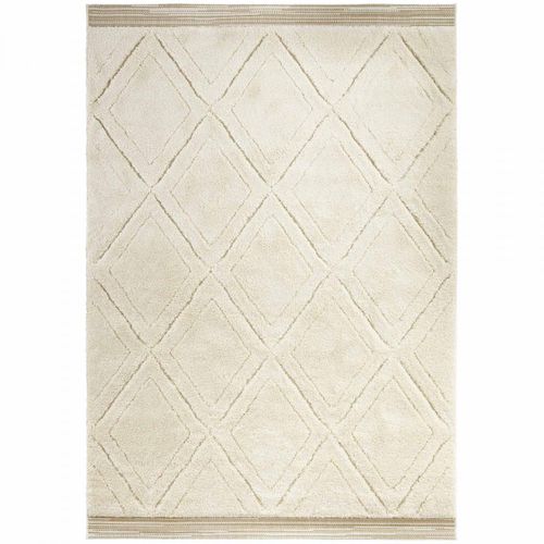 Tapis Berbère 80 X 150 Cm, Beige, Blanc, Motif Géométrique, Colin, Confort Intérieur Authentique