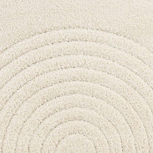Tapis Rond 160 X 160-cm, Ecru, Forme Ronde Élégante, Motif Rond Original, Fergus