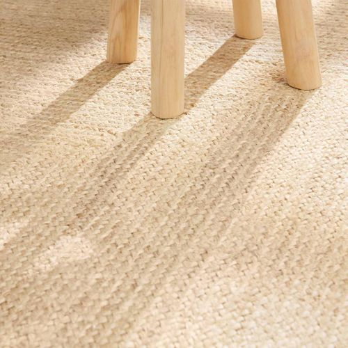 Tapis Salon 160 X 230 Cm Beige, Jute Noble Tissé, Motif Simple, Jute L Authentique