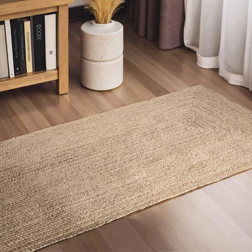 Tapis Salon 200 X 300 Cm, Beige, Jute Tissé à La Main, Motif Simple, Originalité Artisanale