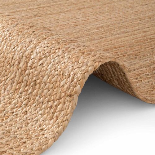 Tapis Entrée 60 X 90 Cm, Jute Tissée à La Main, Beige Raffiné, Motif Simple Authentique, Jute L