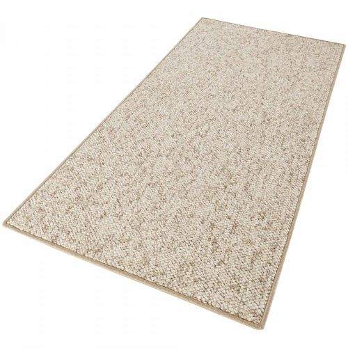 Tapis Entrée 60 X 90 Cm, Motif Faux Uni, Beige Et Écru, Tufté Main Authentique