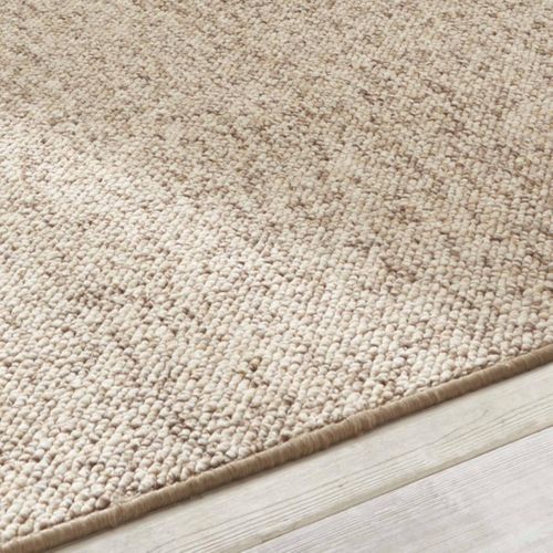 Tapis Entrée 60 X 90 Cm, Motif Faux Uni, Beige Et Écru, Tufté Main Authentique