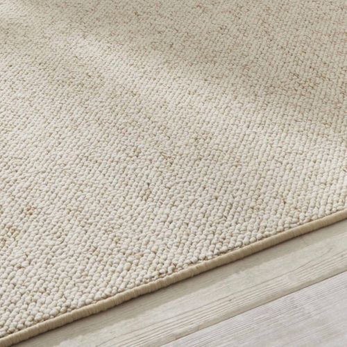 Tapis Salon 80 X 300 Cm, Faux Uni Beige, Poils Ras Tufté Main, Structure Dense, Tufti