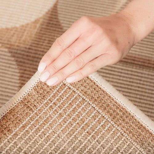 Tapis Exterieur 80 X 250 Cm Beige, Marron, Kilim Géométrique Authentique, Pliable, Entretien Facile