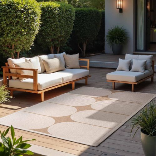 Tapis Exterieur 120 X 170 Cm, Géométrique Kilim Authentique, Beige, Marron, Sventi, Entretien Facile