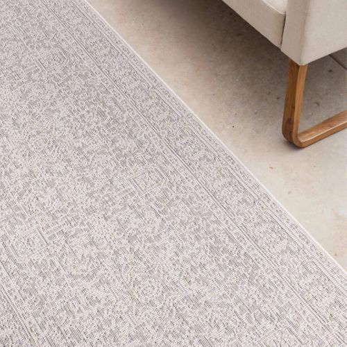 Tapis Exterieur 80 X 250 Cm Blanc Et Gris, Kilim Oriental Authentique, Norient, Entretien Facile