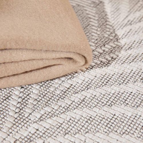 Tapis Exterieur 80 X 250 Cm Blanc Et Gris Nature Floral, Kilim Authentique, Design Original Dinav