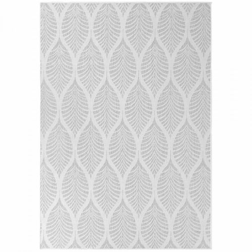 Tapis Exterieur 80 X 250 Cm Blanc Et Gris Nature Floral, Kilim Authentique, Design Original Dinav