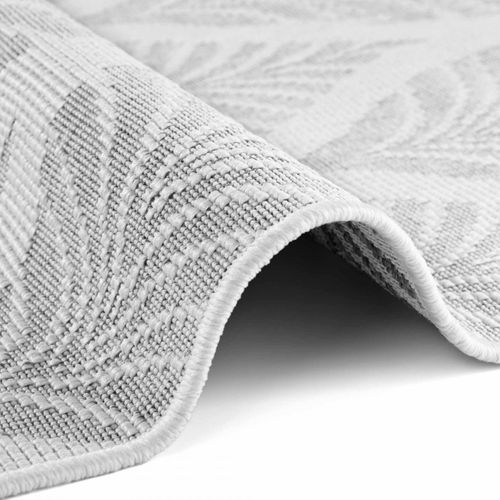 Tapis Exterieur 120 X 170 Cm, Nature Floral, Blanc, Gris, Kilim Authentique, Design Naturel, Dinav